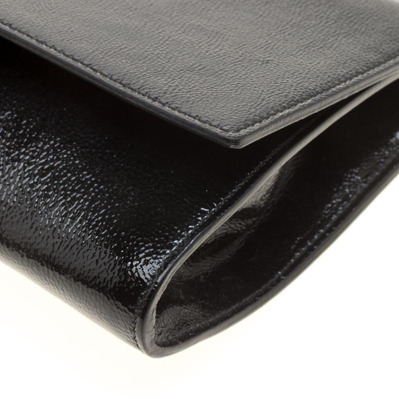 Saint Laurent Black Patent Leather Belle De Jour Flap Clutch 1
