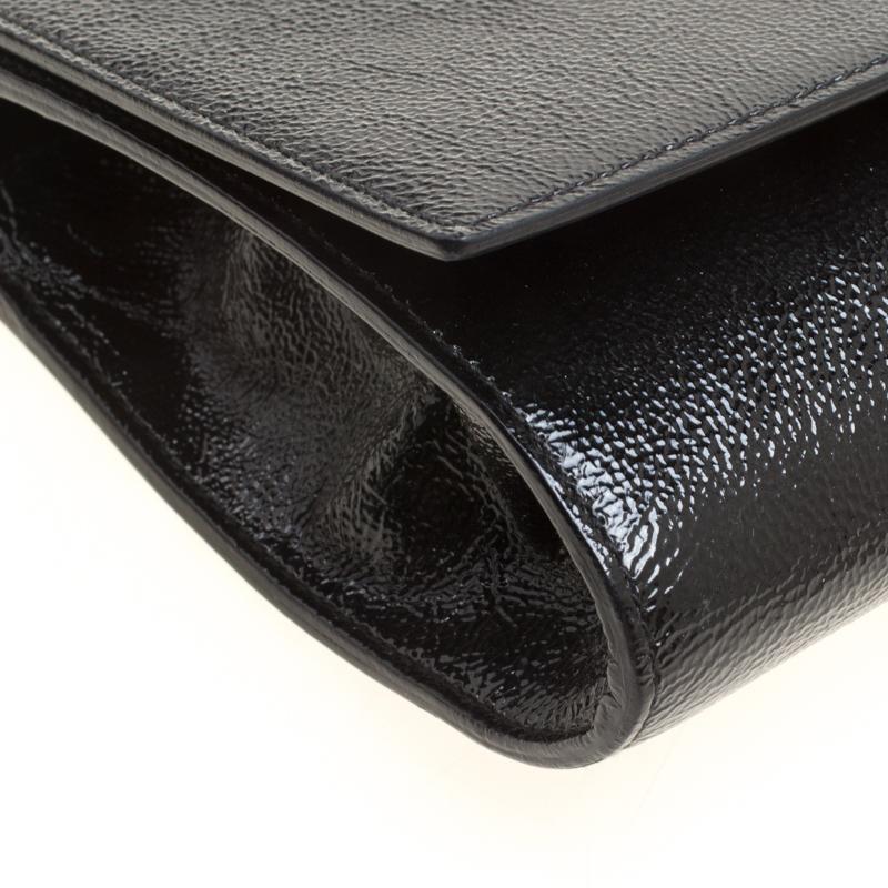Saint Laurent Black Patent Leather Belle De Jour Flap Clutch 2