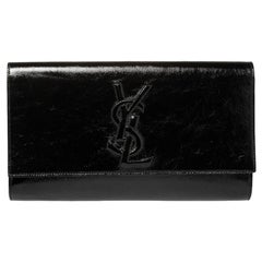 Saint Laurent Black Patent Leather Belle De Jour Flap Clutch