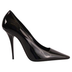 SAINT LAURENT black patent leather BLADE Pumps Shoes 40