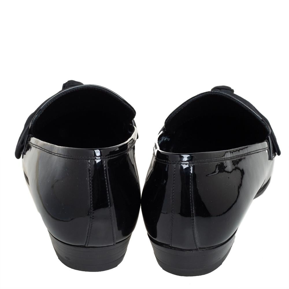 Saint Laurent Black Patent Leather Deven Loafers Size 38 For Sale 1