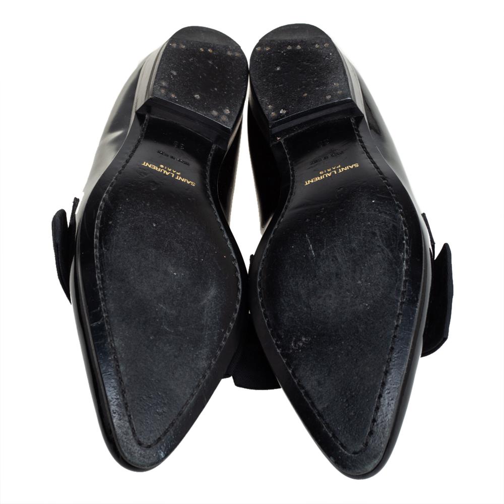 Saint Laurent Black Patent Leather Deven Loafers Size 38 For Sale 2