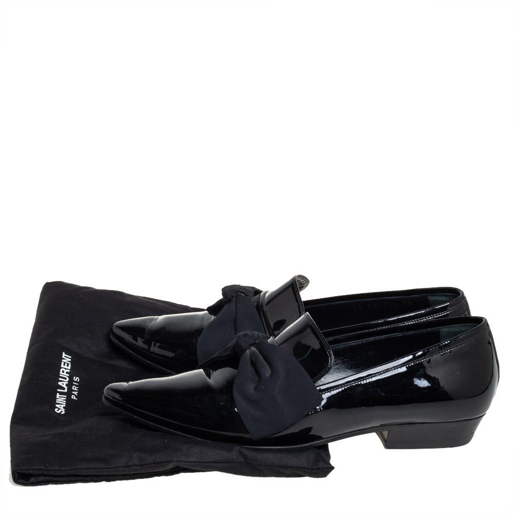Saint Laurent Black Patent Leather Deven Loafers Size 38 For Sale 3