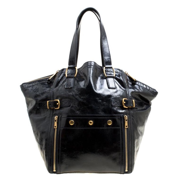 Saint Laurent Black Patent Leather Large Downtown Tote For Sale at 1stDibs