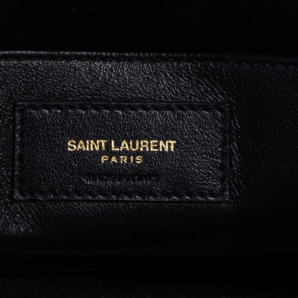 Saint Laurent Black Patent Leather Large Monogram Vicky Shoulder Bag 3