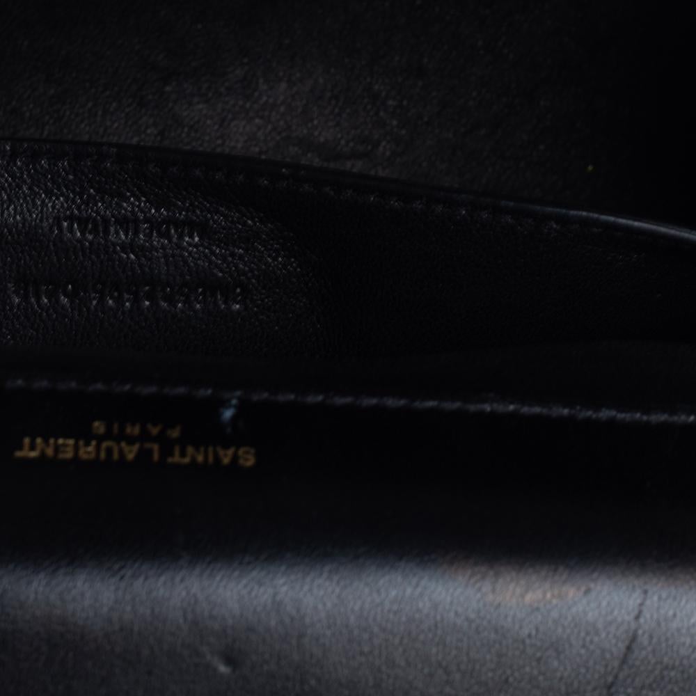 Women's Saint Laurent Black Patent Leather Large Monogram Vicky Shoulder Bag
