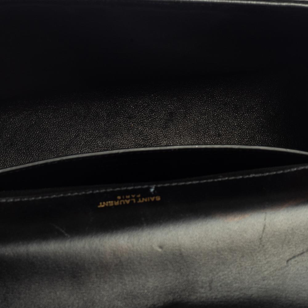Saint Laurent Black Patent Leather Large Monogram Vicky Shoulder Bag 1