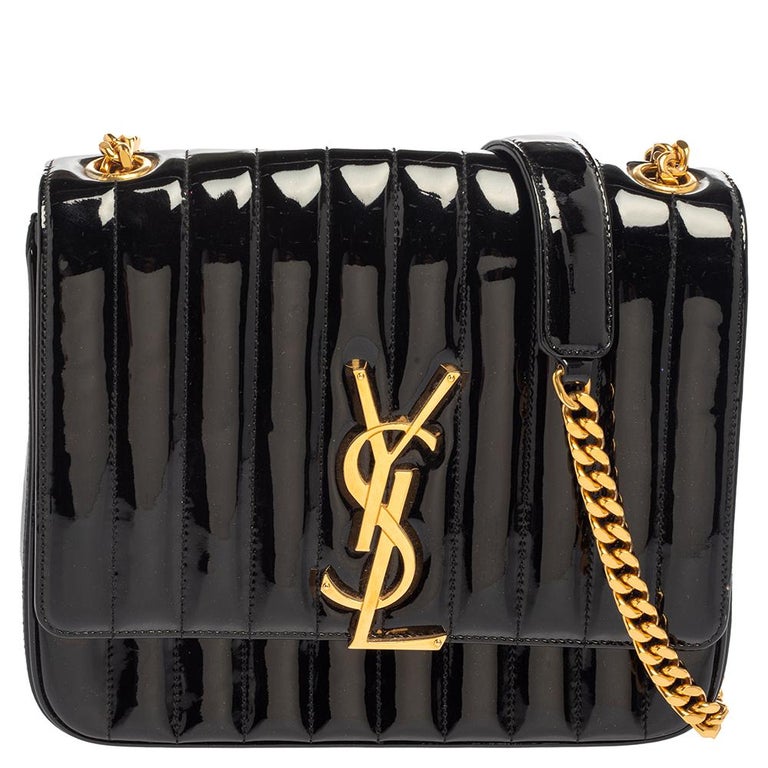 Vicky Small Patent Leather Crossbody Bag in Black - Saint Laurent