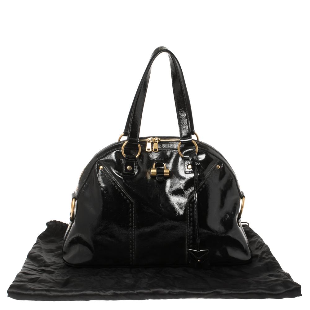 Saint Laurent Black Patent Leather Large Muse Bag 4