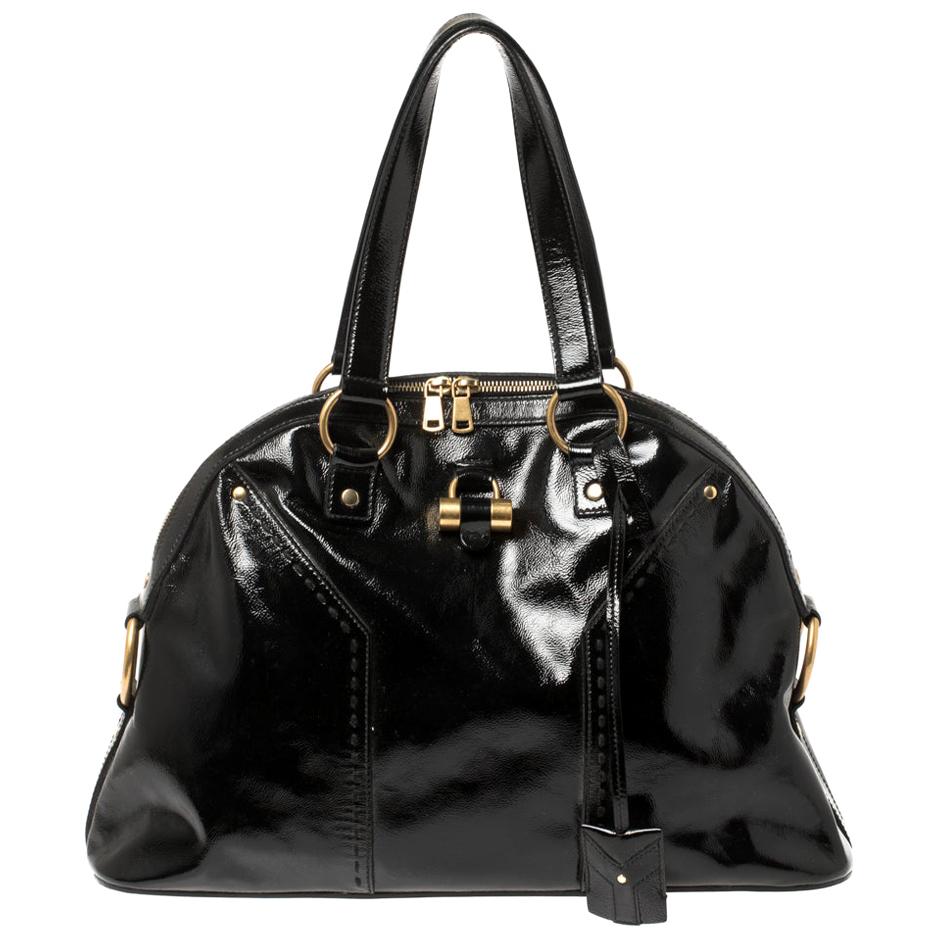 Saint Laurent Black Patent Leather Large Muse Bag