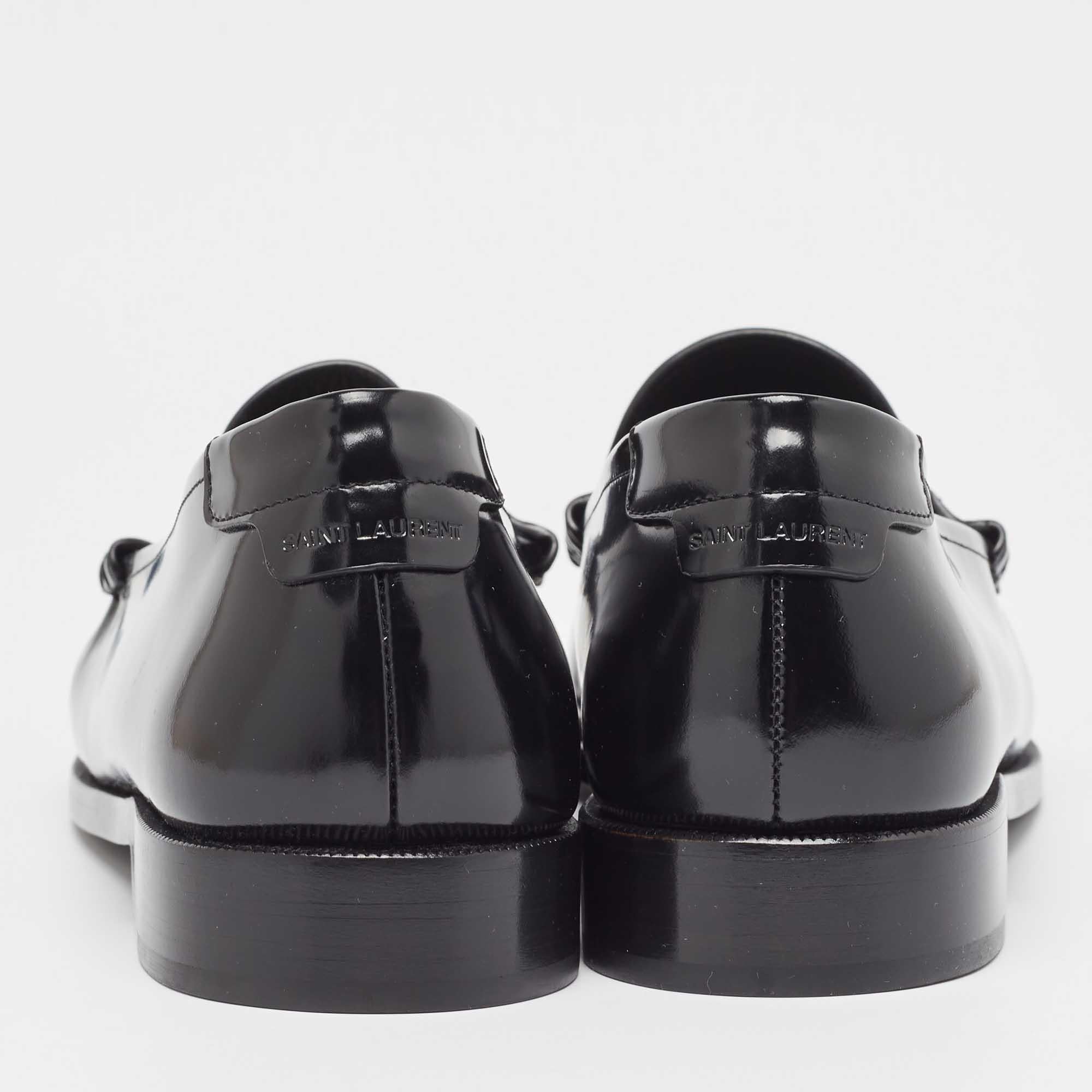Saint Laurent Black Patent Leather Le Loafers Size 46 1
