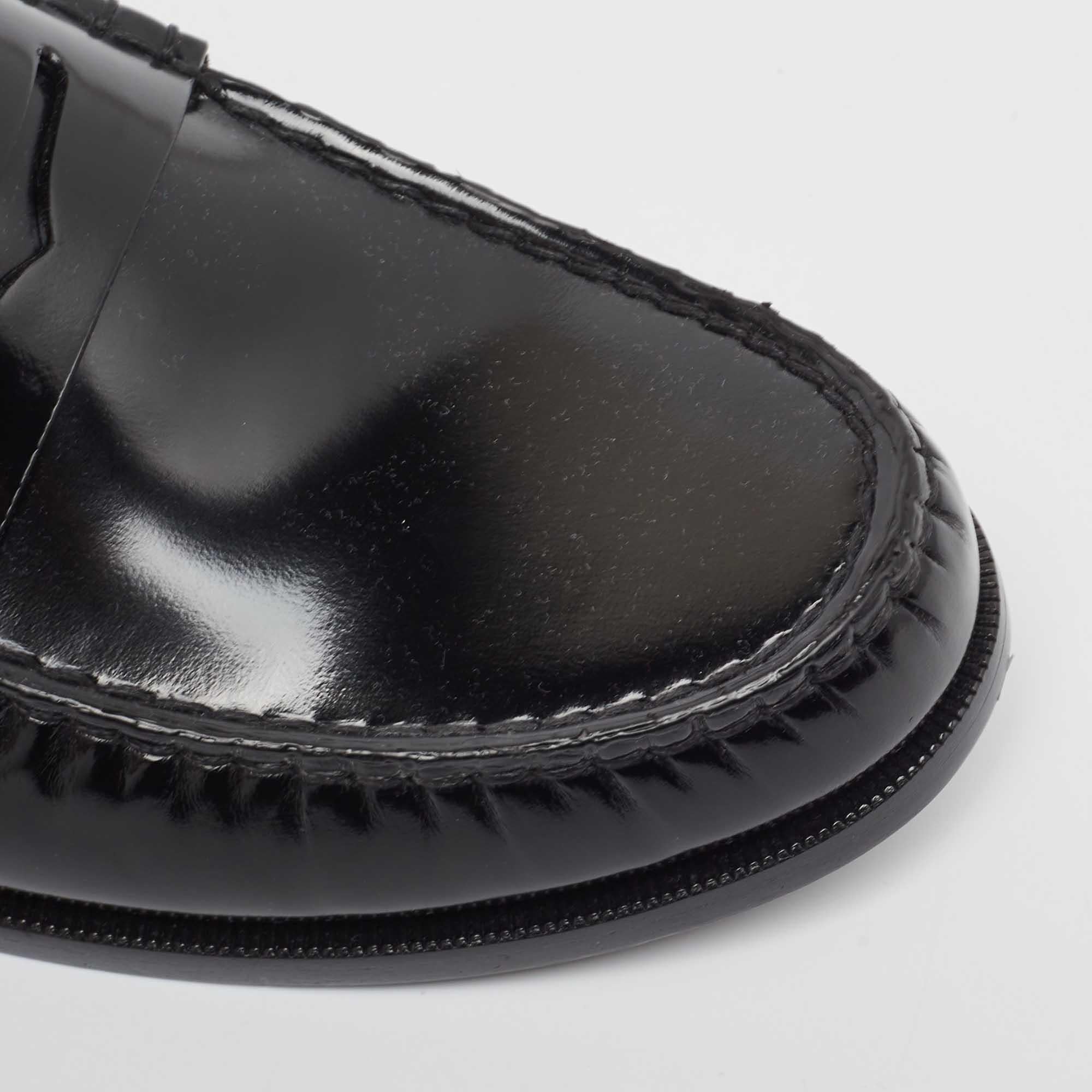 Saint Laurent Black Patent Leather Le Loafers Size 46 3