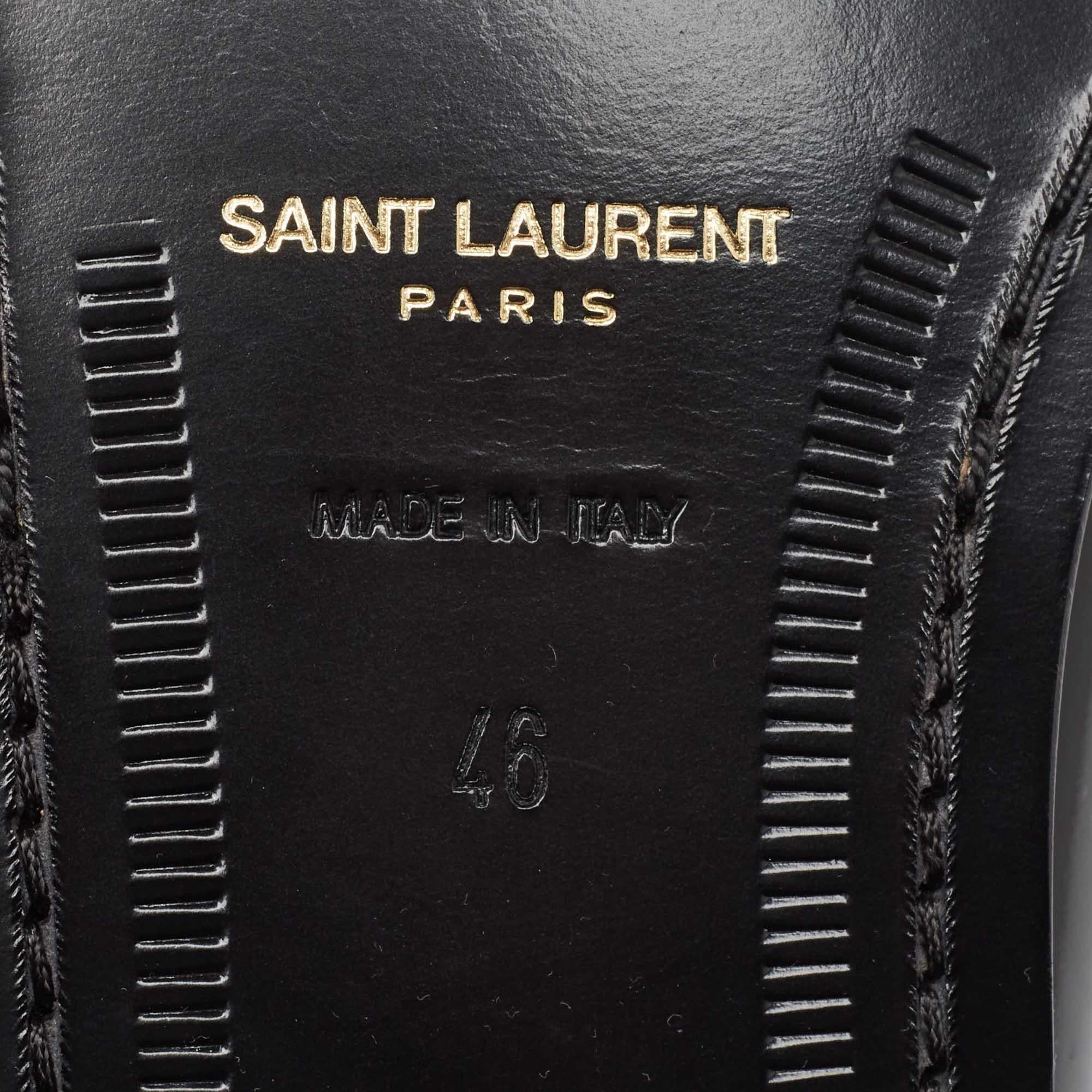 Saint Laurent Black Patent Leather Le Loafers Size 46 4