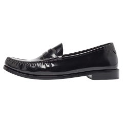 Saint Laurent Black Patent Leather Le Loafers Size 46