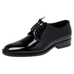 Saint Laurent Black Patent Leather Montaigne Lace Up Derby Size 36