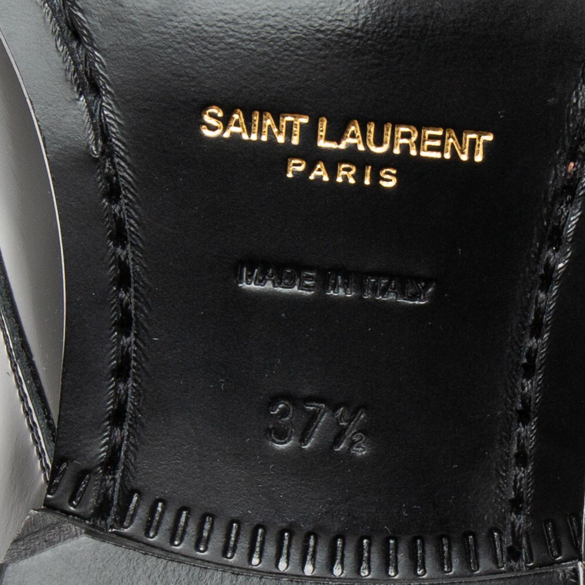 Saint Laurent Black Patent Leather Montaigne Lace-Up Derby Size 37.5 3