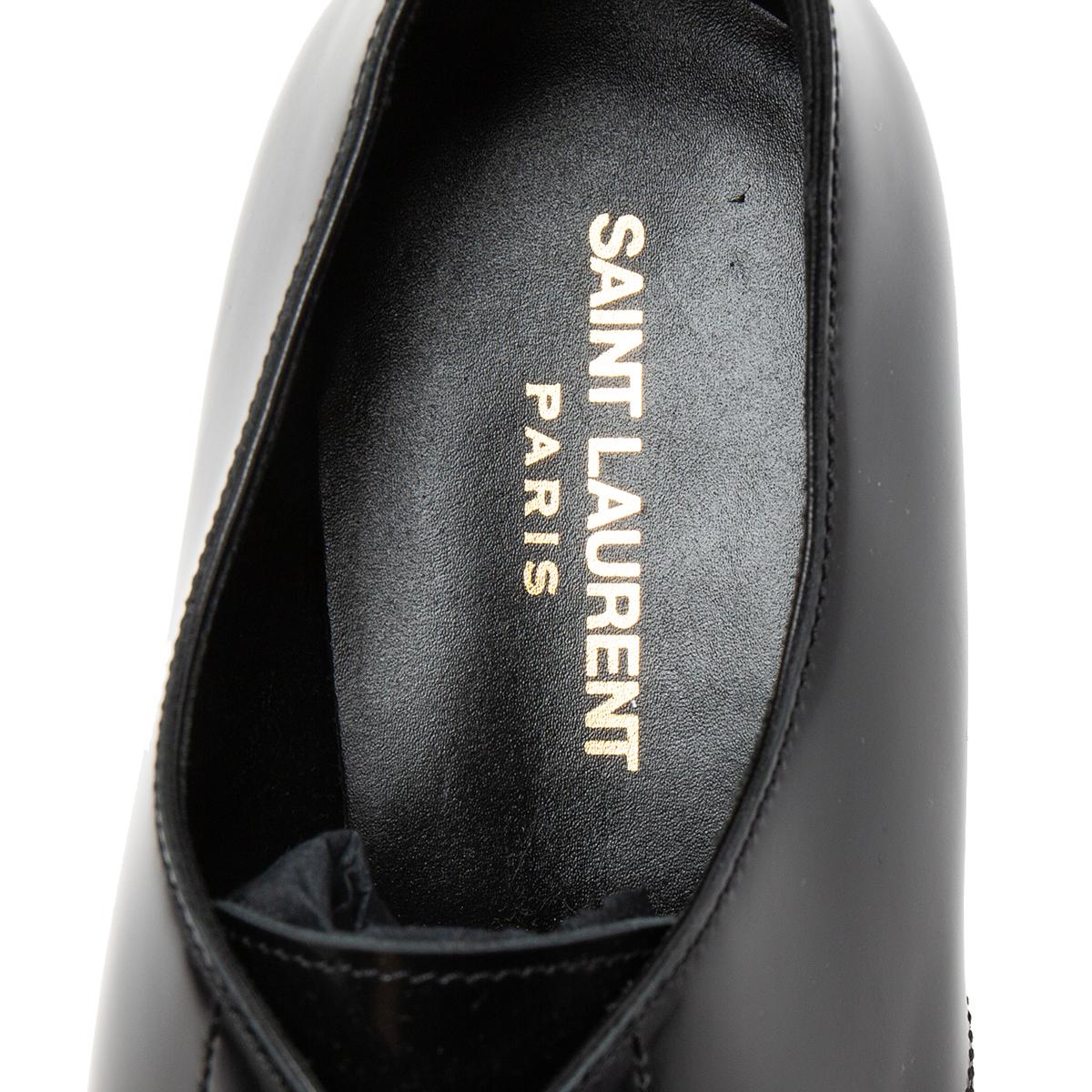 Saint Laurent Black Patent Leather Montaigne Lace-Up Derby Size 37.5 4