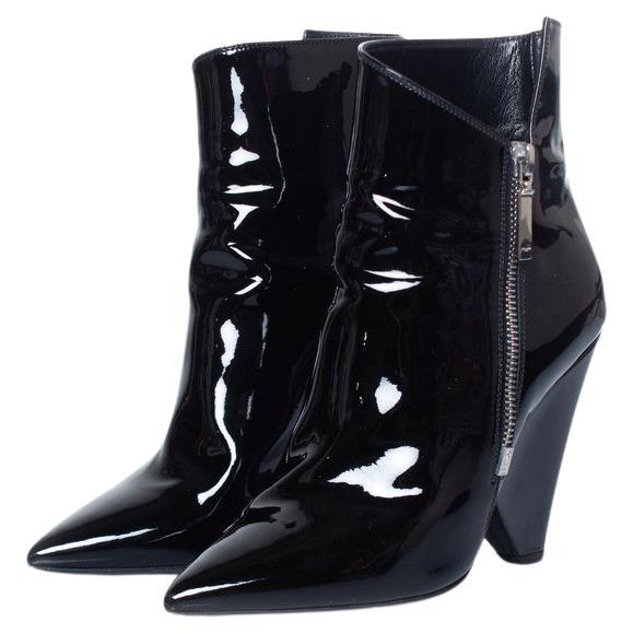 Saint Laurent, Black patent leather niki boots