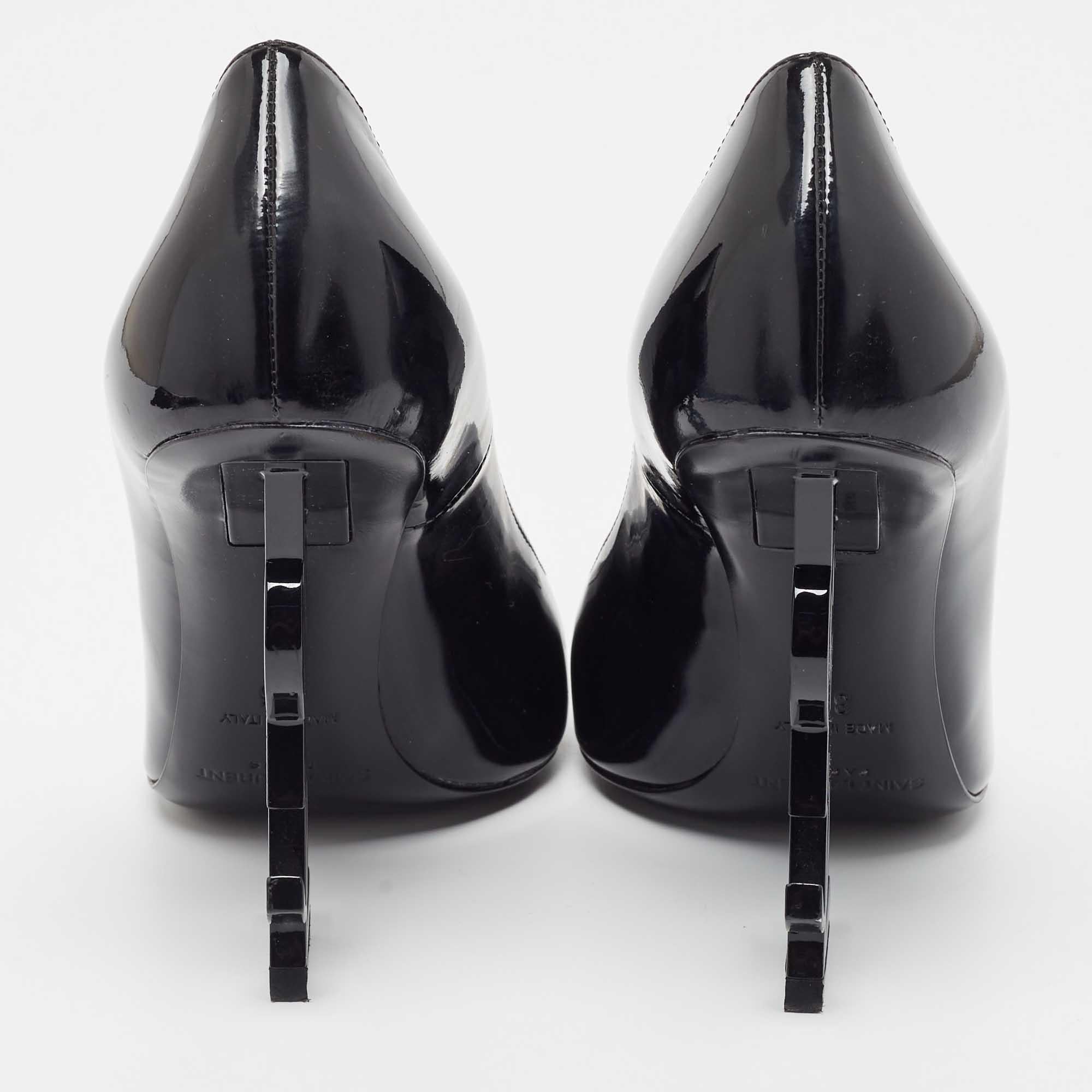 Saint Laurent Black Patent Leather Opyum Pointed Toe Pumps Size 35 1
