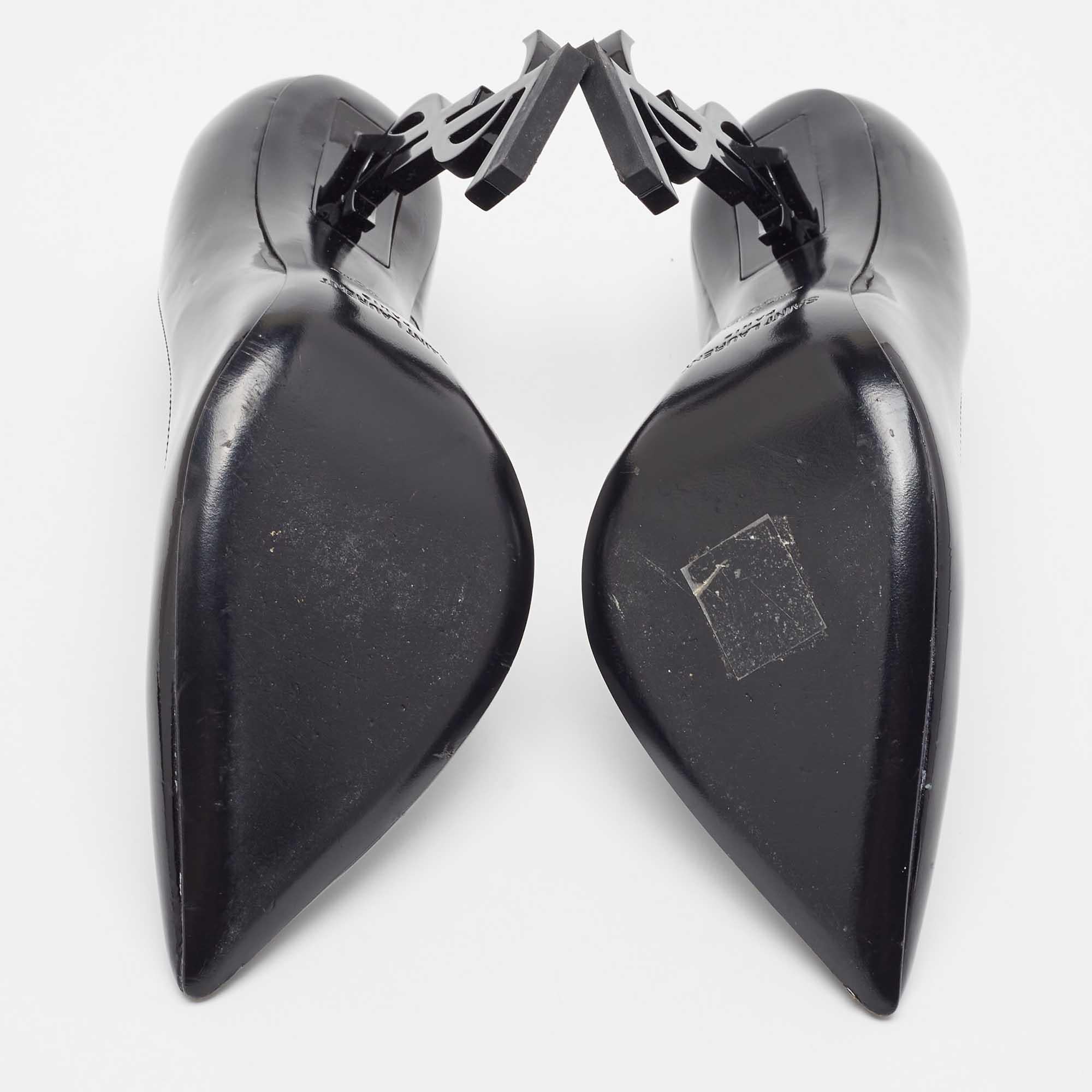 Saint Laurent Black Patent Leather Opyum Pointed Toe Pumps Size 35 2