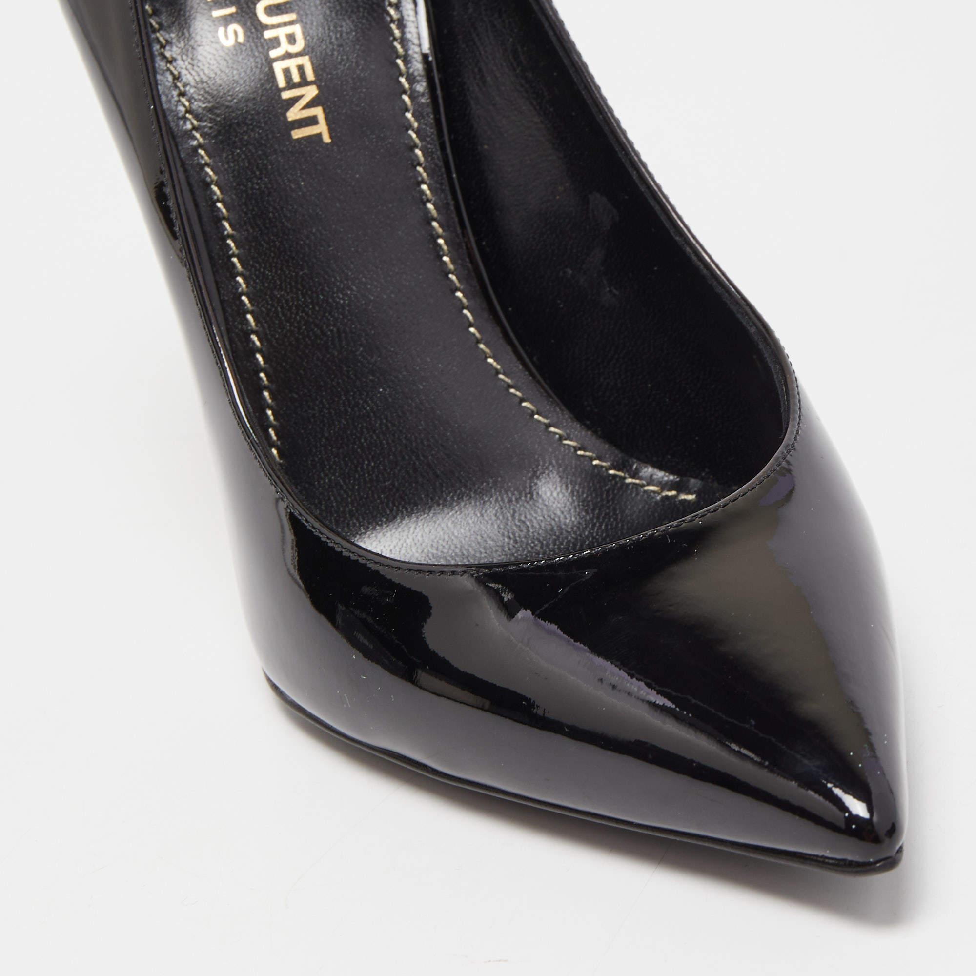 Women's Saint Laurent Black Patent Leather Opyum Pointed Toe Pumps Size 36