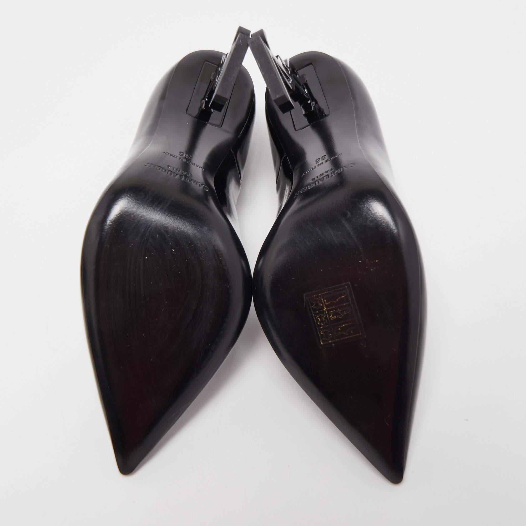 Saint Laurent Black Patent Leather Opyum Pointed Toe Pumps Size 36 4