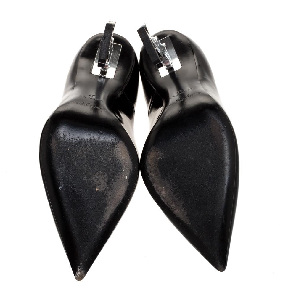 Women's Saint Laurent Black Patent Leather Opyum Pumps Size 37