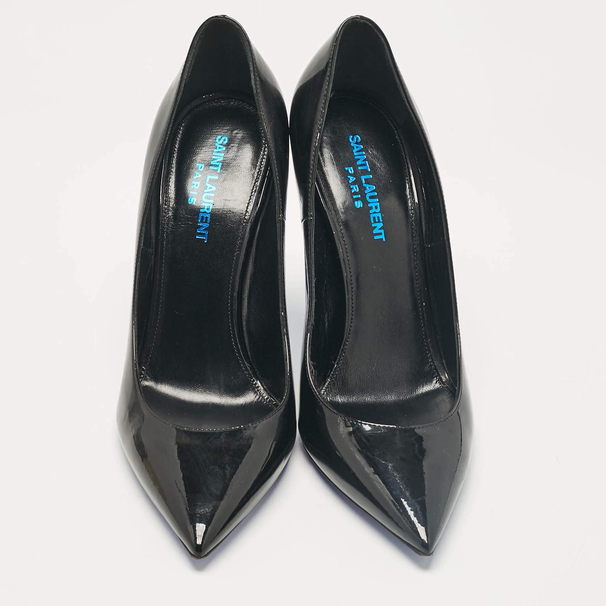 Saint Laurent Black Patent Leather Opyum Pumps Size 38.5 In Good Condition In Dubai, Al Qouz 2