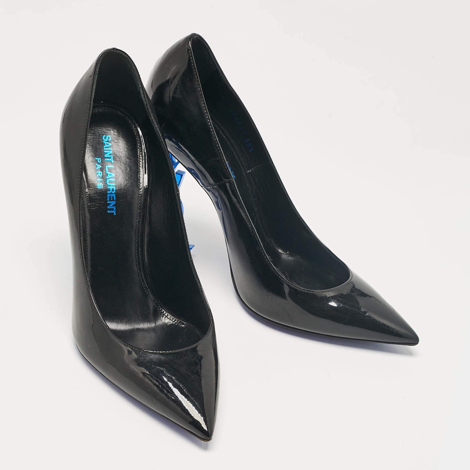 Women's Saint Laurent Black Patent Leather Opyum Pumps Size 38.5