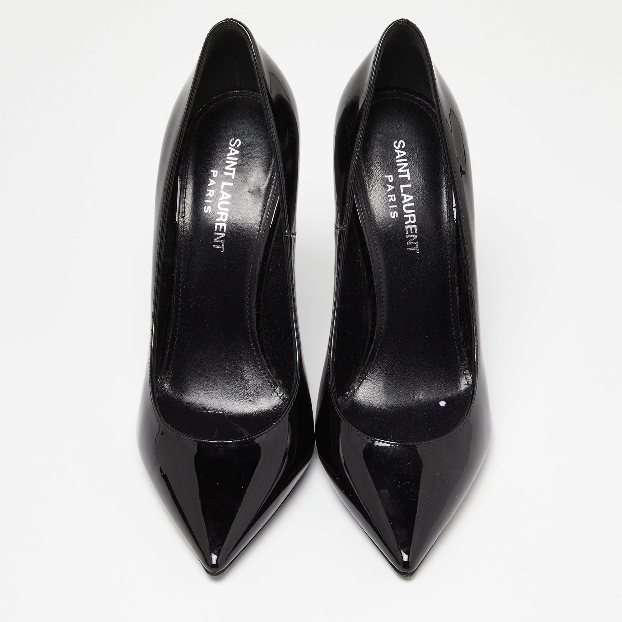 Women's Saint Laurent Black Patent Leather Opyum Pumps Size 38.5
