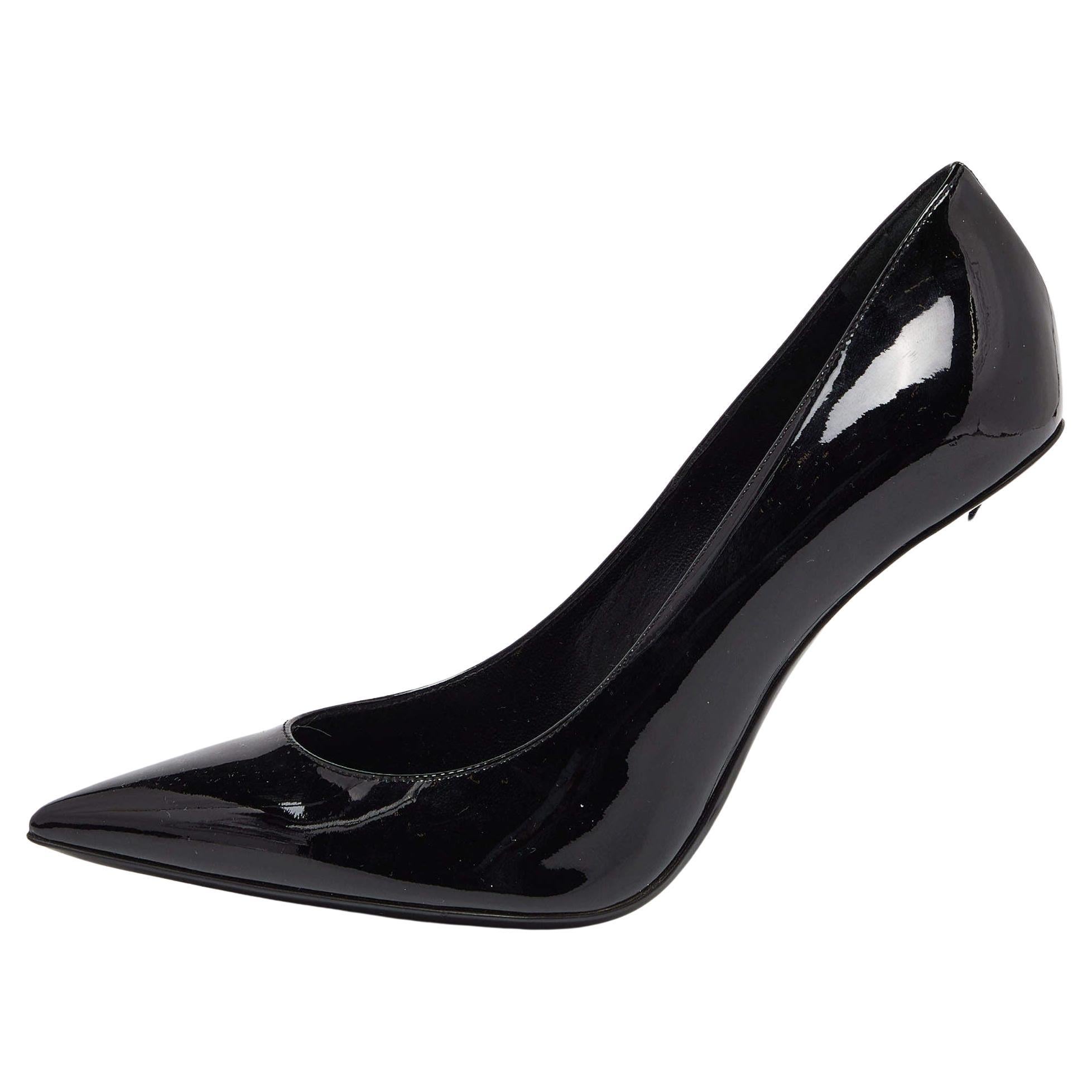 Saint Laurent Black Patent Leather Opyum Pumps Size 38.5