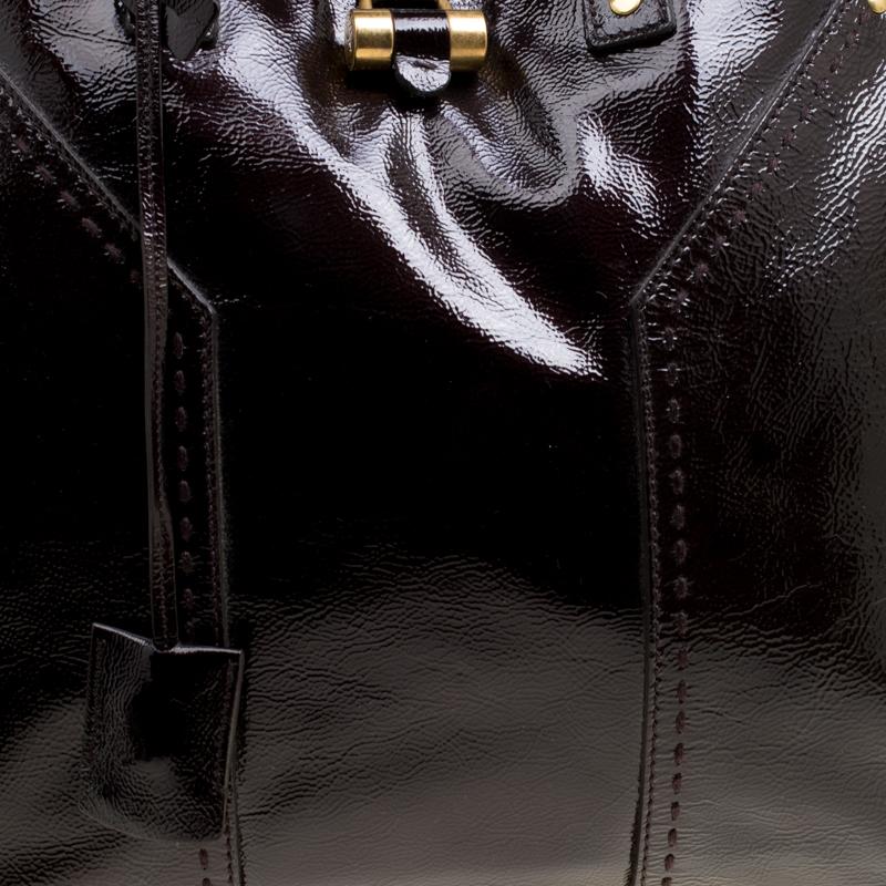 Saint Laurent Black Patent Leather Oversized Muse Satchel 7