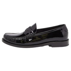 Saint Laurent Schwarz Lackleder Penny Le Loafers Größe 37.5