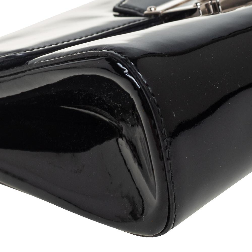 Saint Laurent Black Patent Leather Pushlock Flap Clutch 6