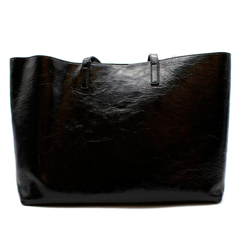 black patent shopper bag