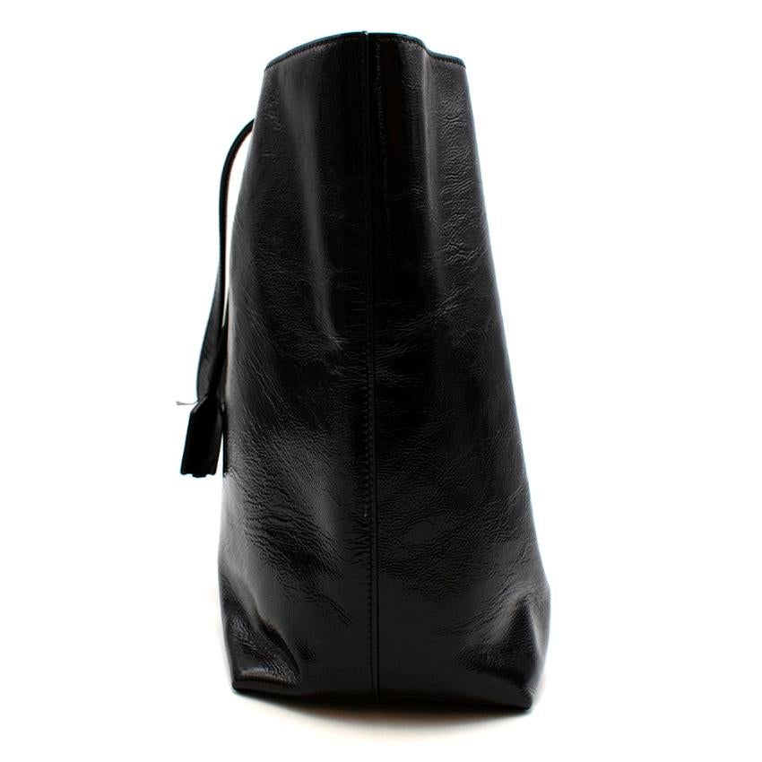 small black patent shopping bag