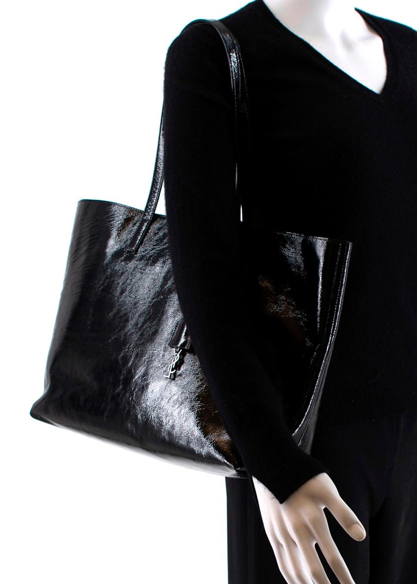 Saint Laurent Black Patent Leather Shopping Tote  1