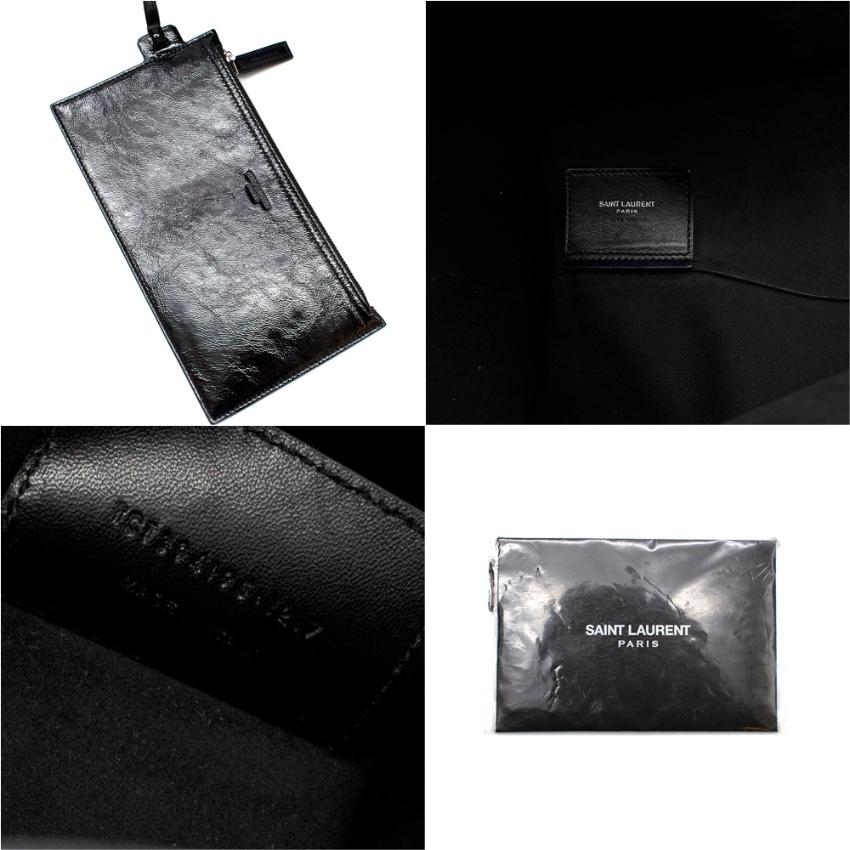 Saint Laurent Black Patent Leather Shopping Tote  2