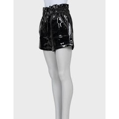 Saint Laurent Black Patent Leather Shorts with Belt -38/M