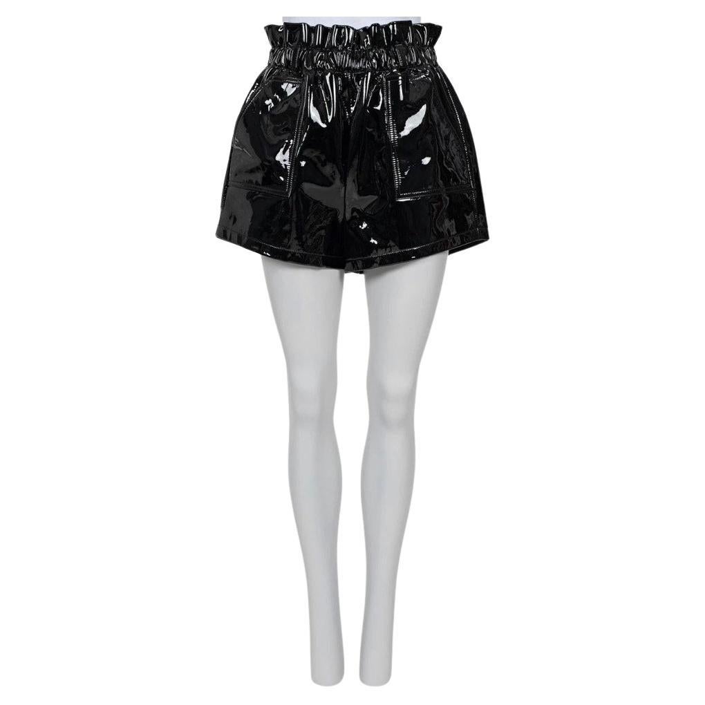 Saint Laurent Black Patent Leather Shorts with Belt -38/M