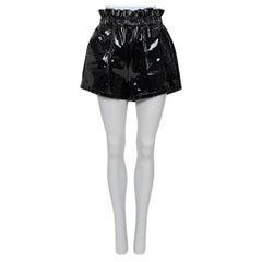 Saint Laurent Black Patent Leather Shorts with Belt -38/M