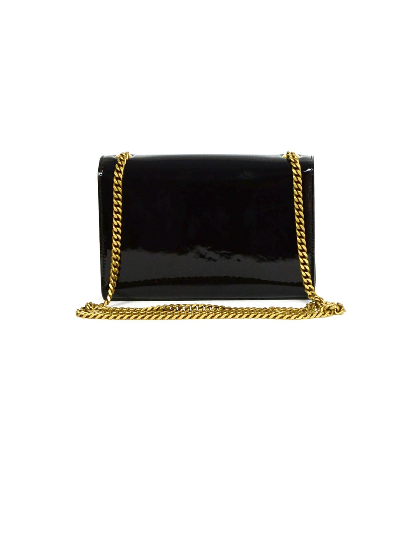 Saint Laurent Black Patent Leather Small Monogram Kate Crossbody Bag In Excellent Condition In New York, NY