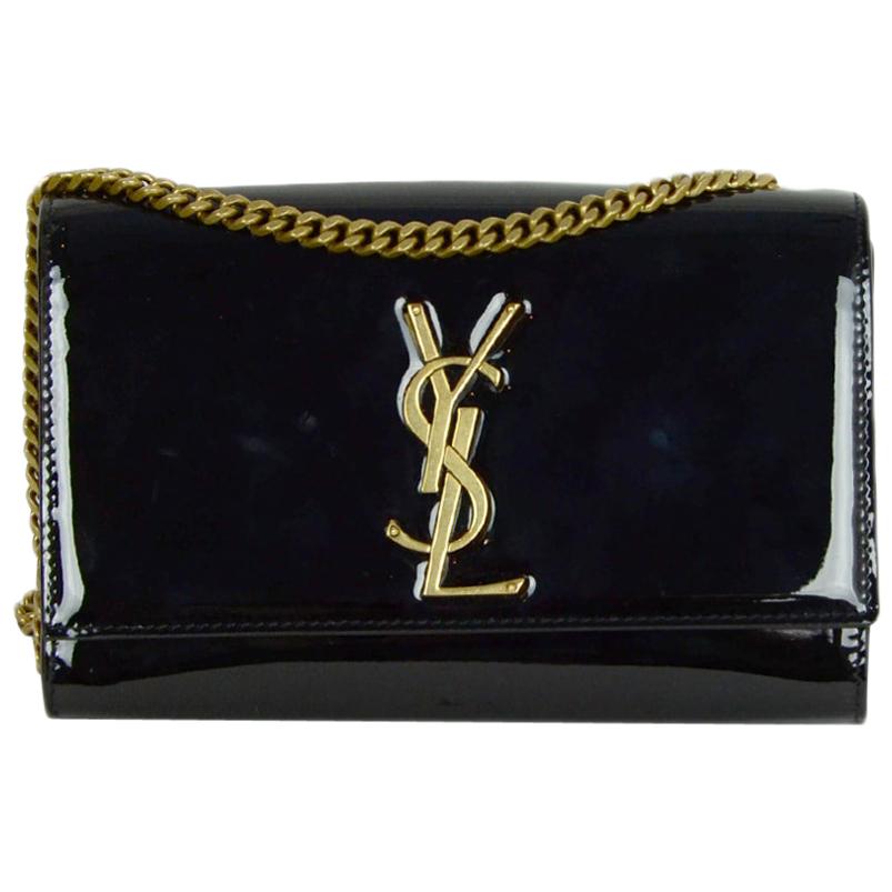 Saint Laurent Black Patent Leather Small Monogram Kate Crossbody Bag