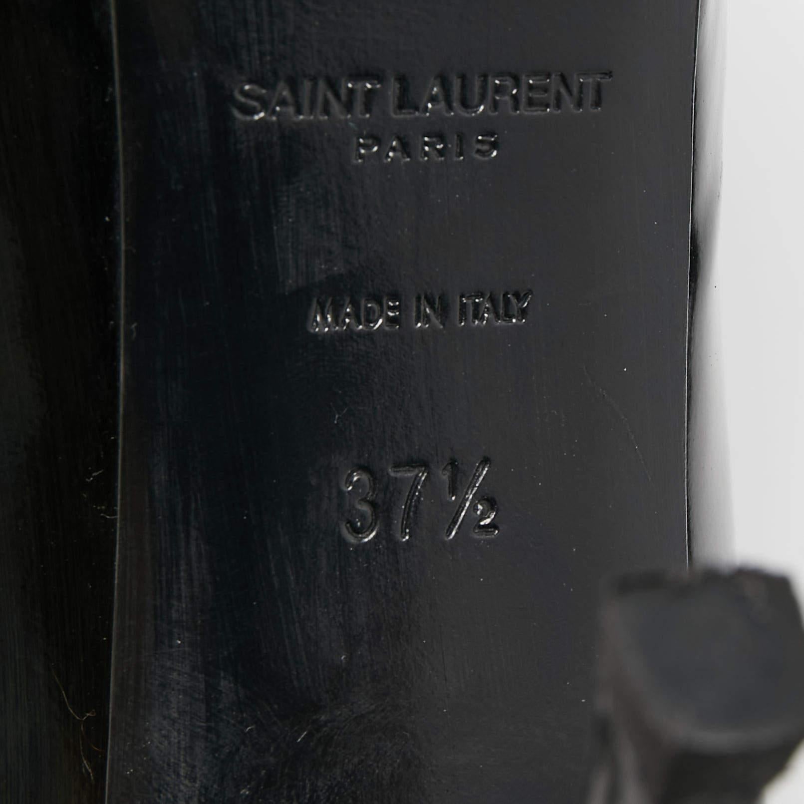 Saint Laurent Black Patent Leather Tribtoo Platform Pumps Size 37.5 For Sale 1