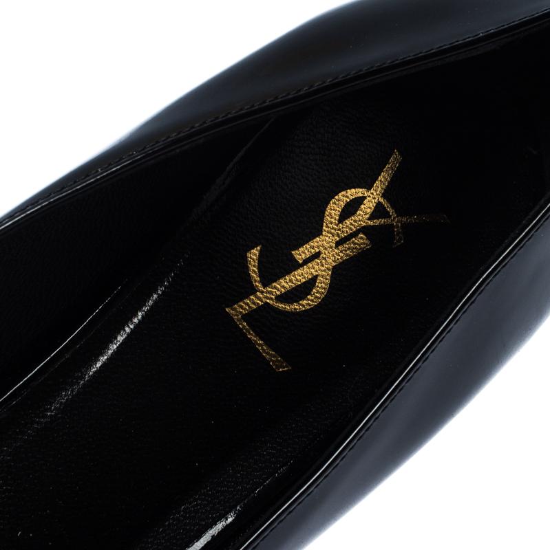 Saint Laurent Black Patent Leather Tribtoo Round Toe Pumps Size 40.5 1