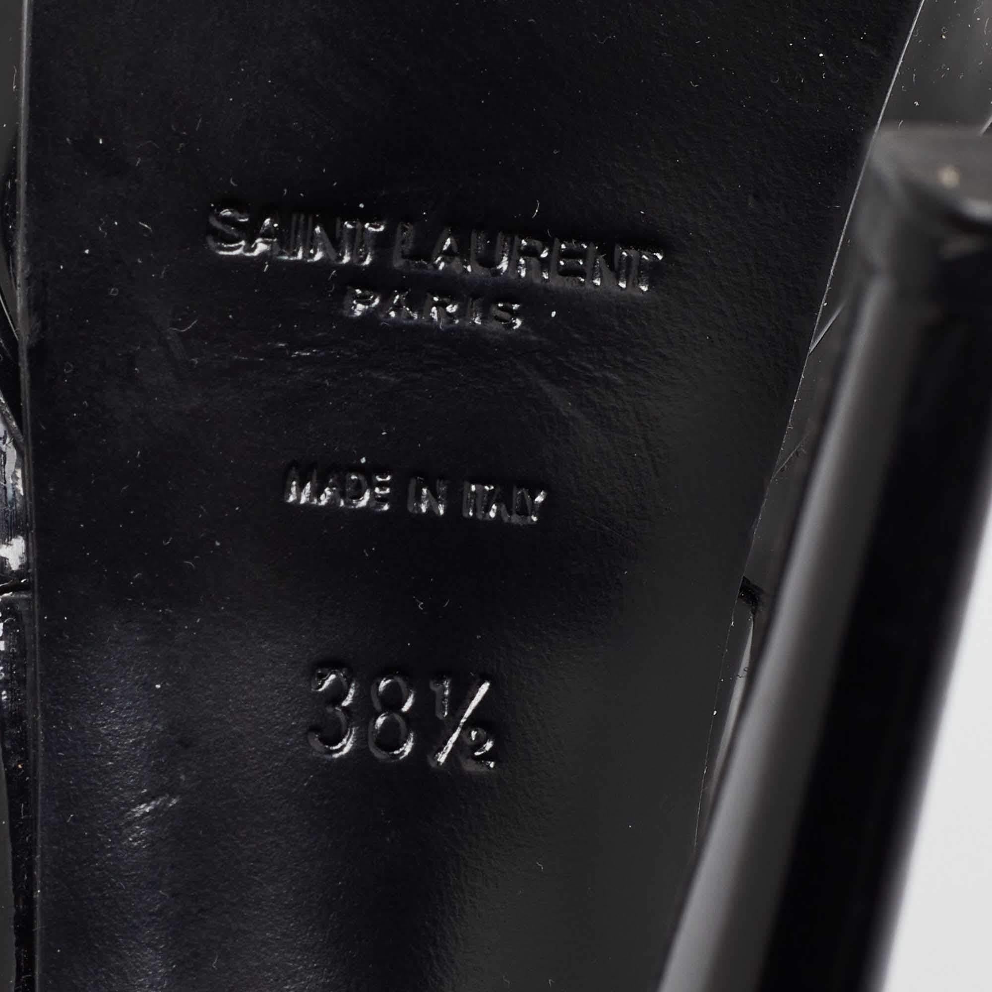 Saint Laurent Black Patent Leather Tribute Ankle Strap Sandals 38.5 4