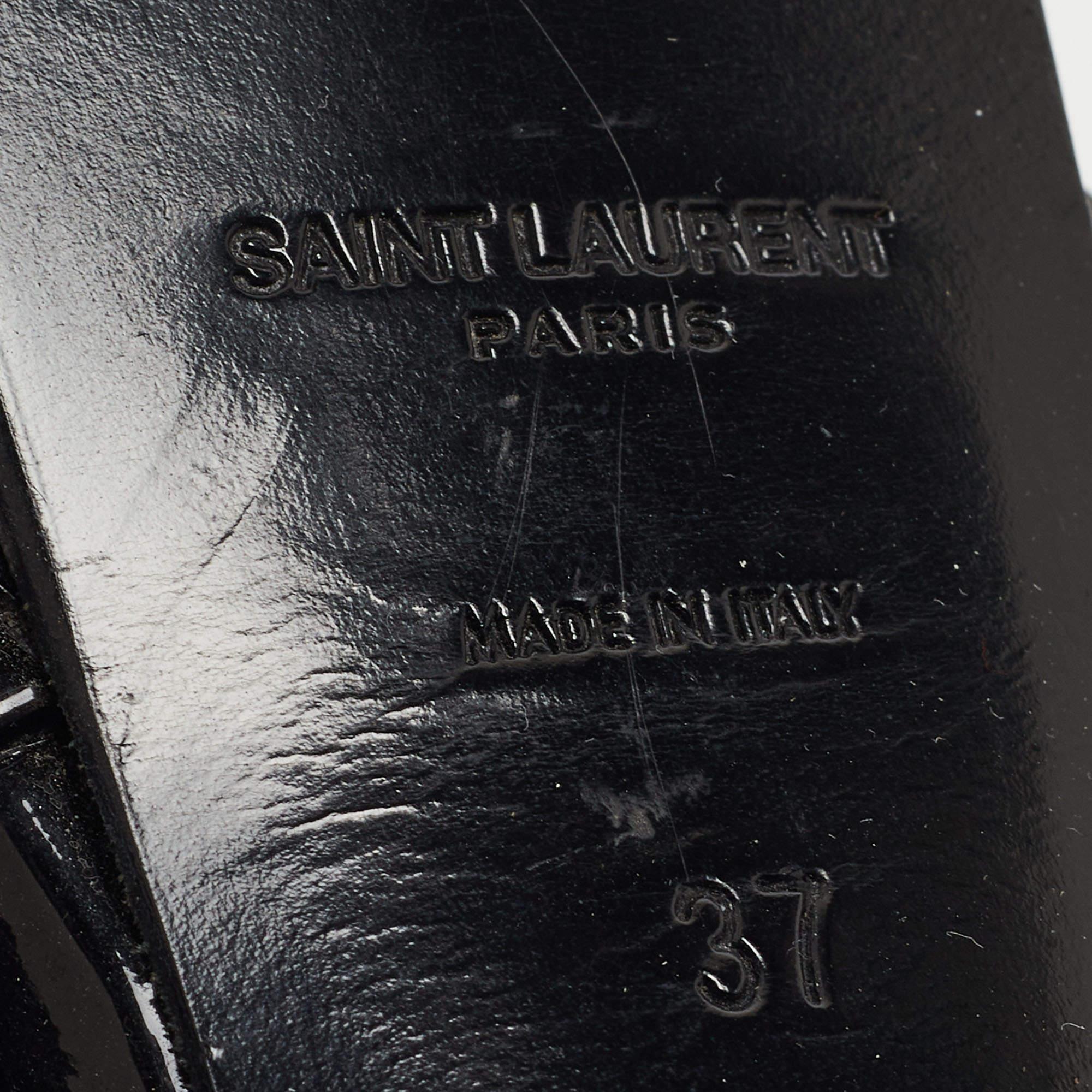 Saint Laurent Black Patent Leather Tribute Sandals Size 37 2
