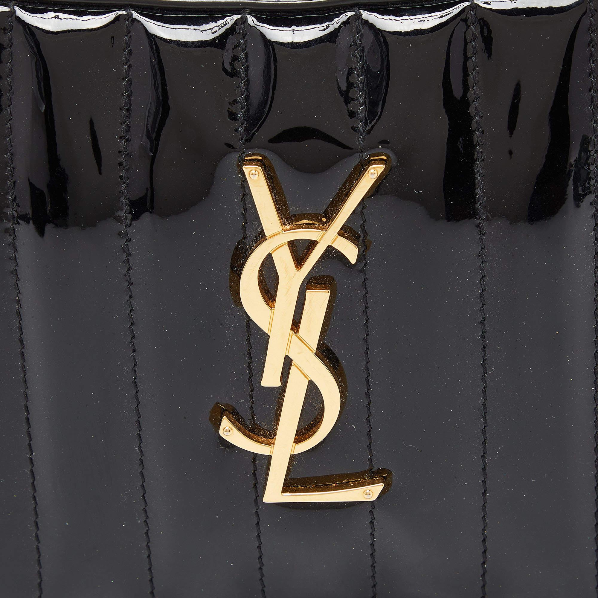 Saint Laurent Black Patent Leather Vicky Monogram Belt Bag 2