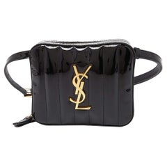 Saint Laurent Black Patent Leather Vicky Monogram Belt Bag