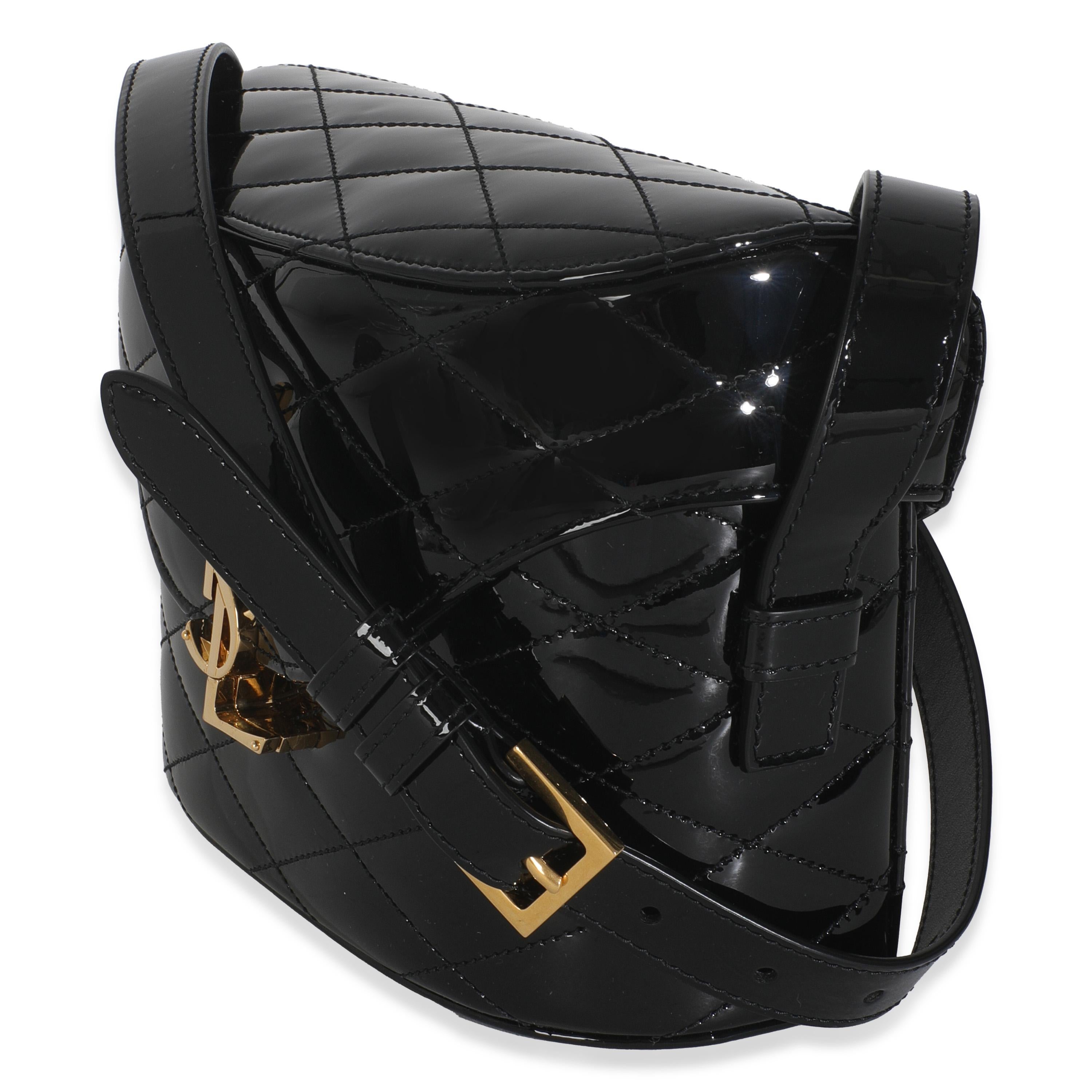 Femenino o masculino Saint Laurent Bolso Caja June Monograma Matelase Charol Negro en venta